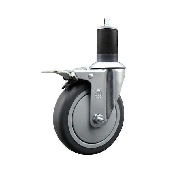 5'' Thermoplastic Rubber Swivel 1-5/8'' Expanding Stem Caster Total Lock Brake